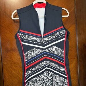 Tail White Black, Red and White Sporty Print 1/4 Zip Sleeveless Golf Dress